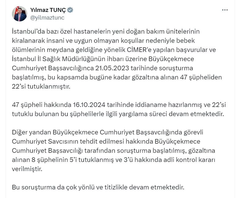 Bakan Tunç: 