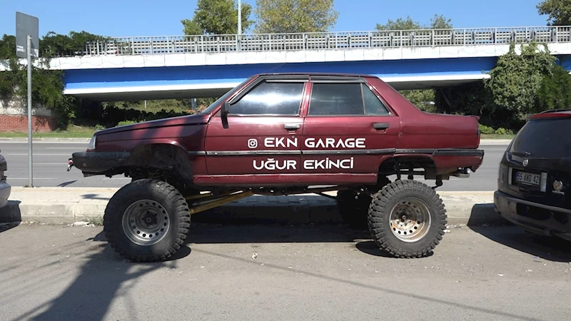 1995 model otomobilini off-road aracına çevirdi