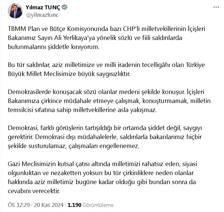 Bakan Tunç: CHP