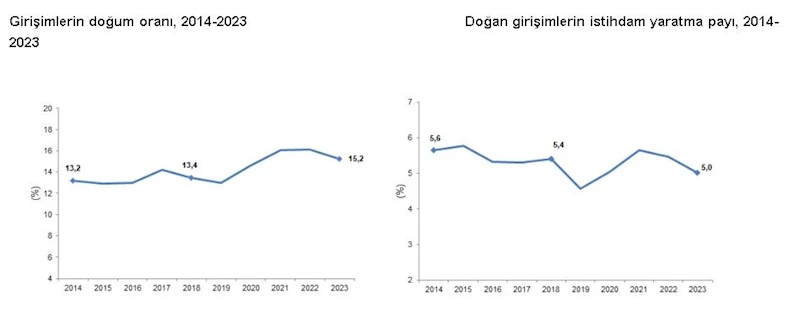 TÜİK: Geçen yıl doğan girişimlerin istihdam payı yüzde 5 oldu