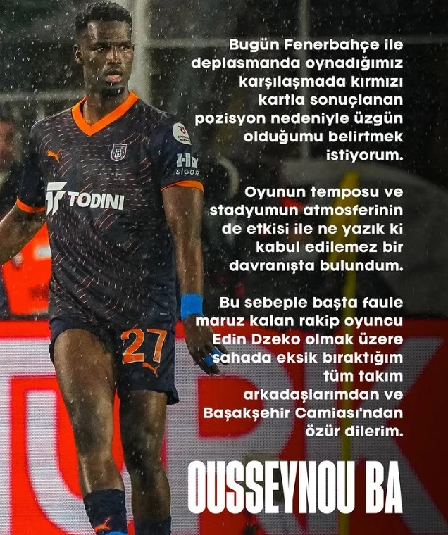 Ousseynou Ba: Edin Dzeko ve tüm takım arkadaşlarımdan özür dilerim