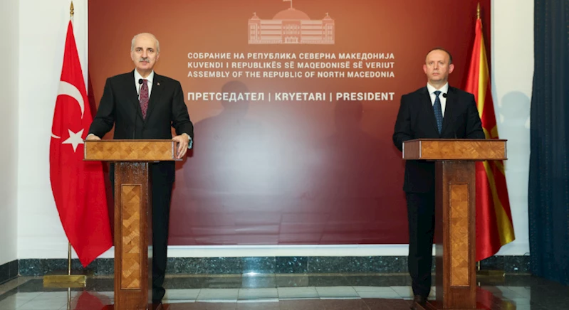 TBMM Başkanı Kurtulmuş, Kuzey Makedonya Meclis Başkanı Gaşi ile ortak basın toplantısı düzenledi