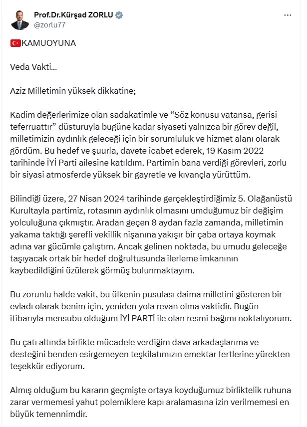 Kürşad Zorlu, İYİ Parti