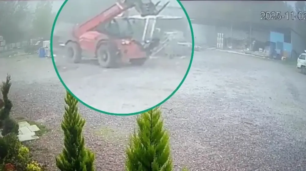 İş makinesi çalan 2 kişi yakalandı; hırsızlık anı kamerada