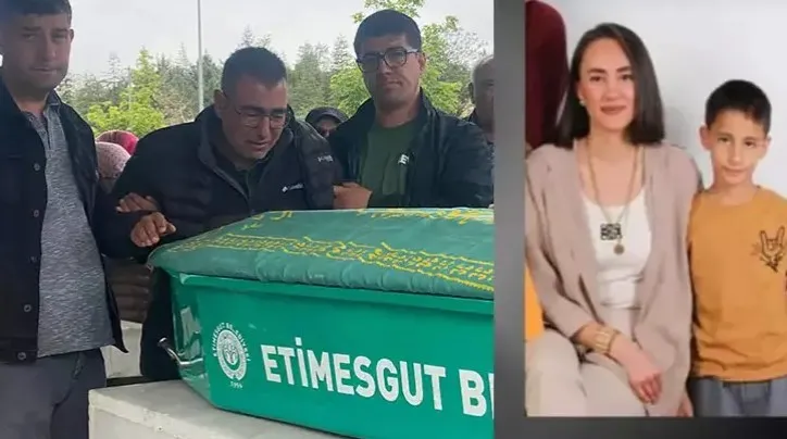 Kazada ölen Merve öğretmen ve oğlu gözyaşları arasında defnedildi