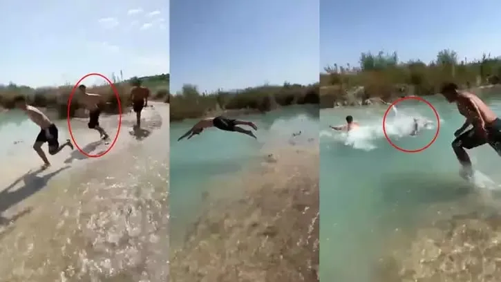 Gölete atlayıp başını zemine çarpan İsmail hastanede öldü; o anlar kamerada