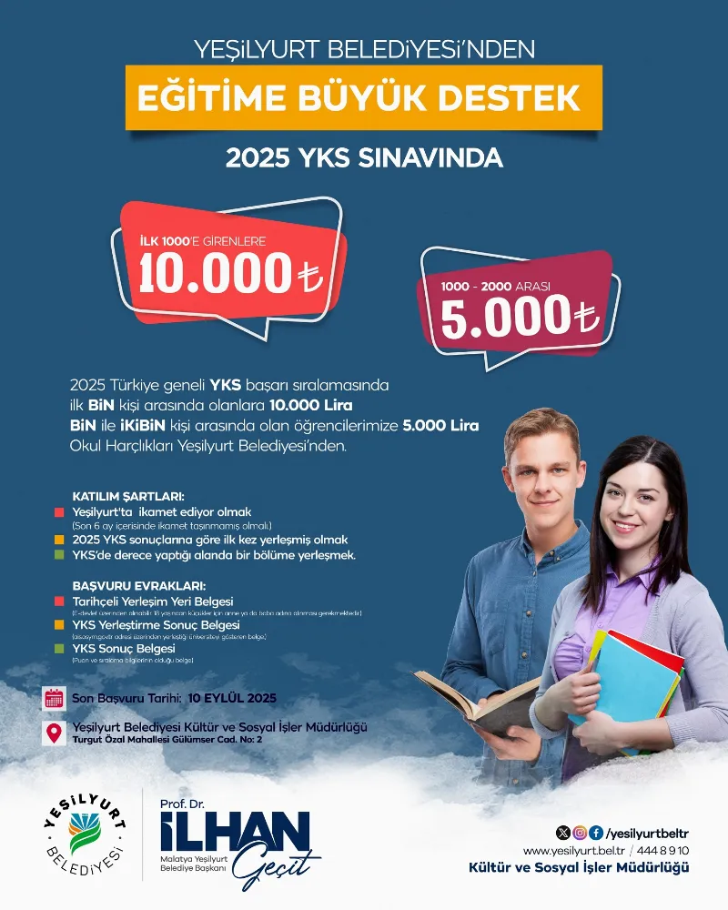 Yeşilyurt Belediyesi’nden Eğitime Güçlü Bir Destek Daha